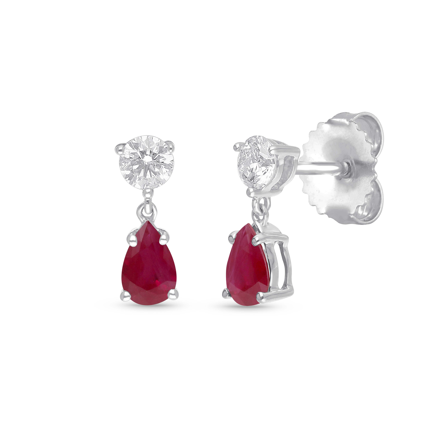 Sabel Collection White Gold Ruby and Diamond Drop Earrings